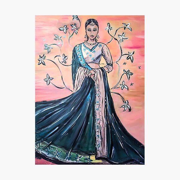 Saree Seduction Illustration Art Print | Saree Sketches | 3d-mon.com