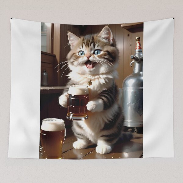 Item preview, Cute Kitten Drinking Beer In A Pub designed and sold by IceCreamSmile.