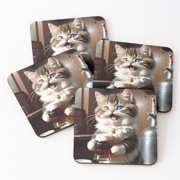 Item preview, Cute Kitten Drinking Beer In A Pub designed and sold by IceCreamSmile.