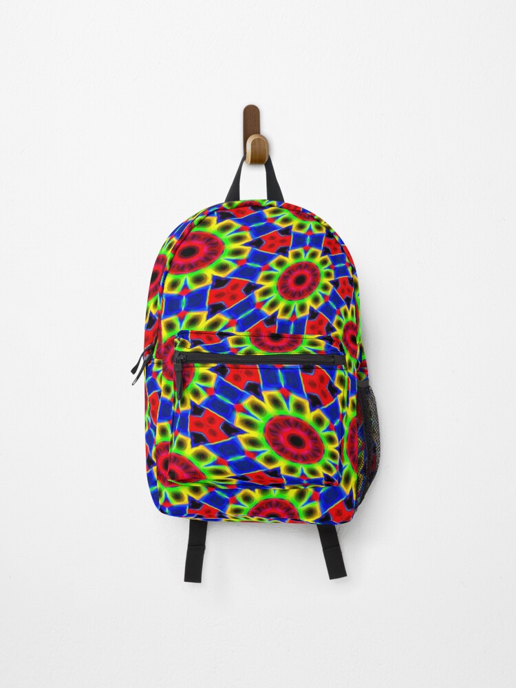 Thumbnail 1 of 3, Backpack, Colorful Neon Flowers designed and sold by Patternflower.