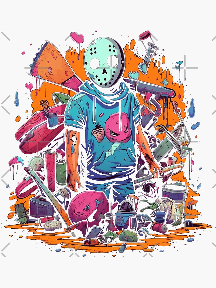 Friday the 13th Jason Vorhees Hockey Mask Sticker for Sale by King Moon