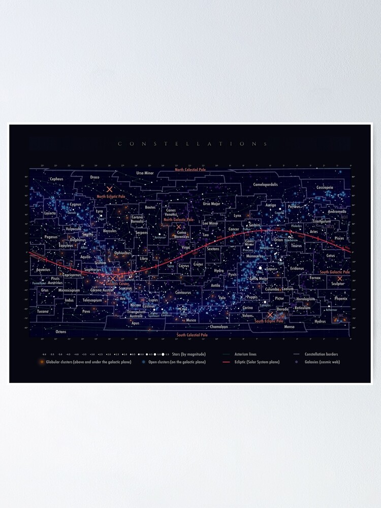 Thumbnail 1 of 3, Poster, Portable Constellation Map designed and sold by pablocbudassi.