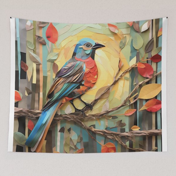 Item preview, Bird paper collage designed and sold by Art91design.