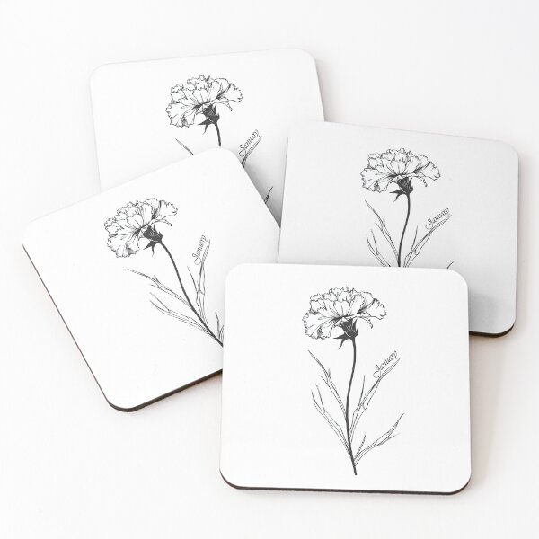 Item preview, January Birth Month Flower - Black and White Carnation - Carnation tattoo designed and sold by TetianaArt.