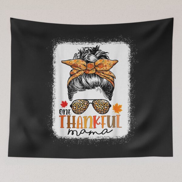 Item preview, One Thankful Mama Messy Bun Leopard Mom Fall Thanksgiving designed and sold by William Parker.