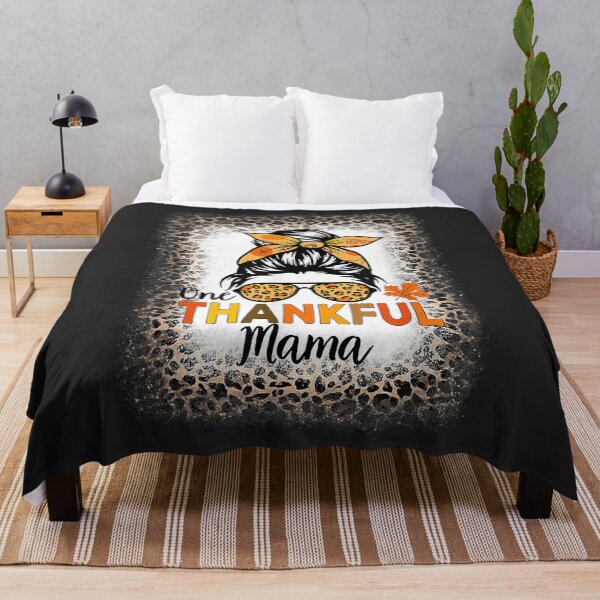 Item preview, One Thankful Mama Thanksgiving Messy Bun Bleached Leopard designed and sold by William Parker.
