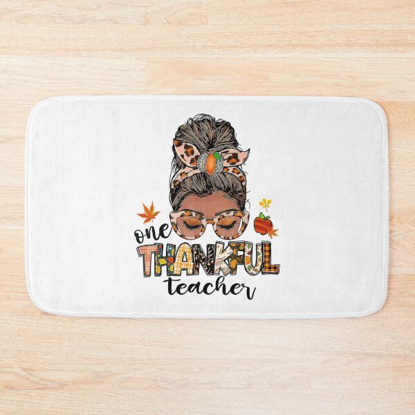 Item preview, One Thankful Teacher Messy Bun Fall Thanksgiving Women designed and sold by William Parker.