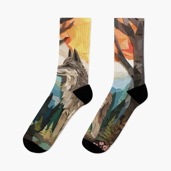 Artikelvorschau, Wolf-Papiercollage entworfen und verkauft von Art91design.