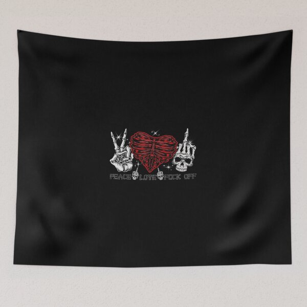 Item preview, Peace Love Fuck-Off Skeleton Hand Half Heart Half Skull designed and sold by VelvetVir5oso.