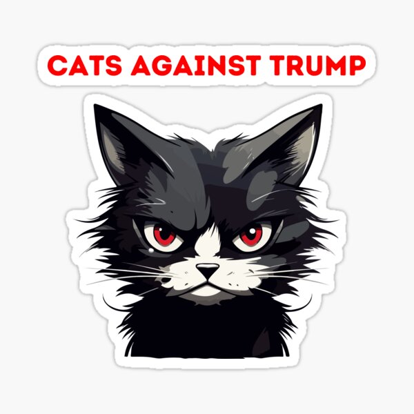 Vista previa del artículo con la obra «Gatos contra Trump», diseñado y vendido por UniqueDesignOK.