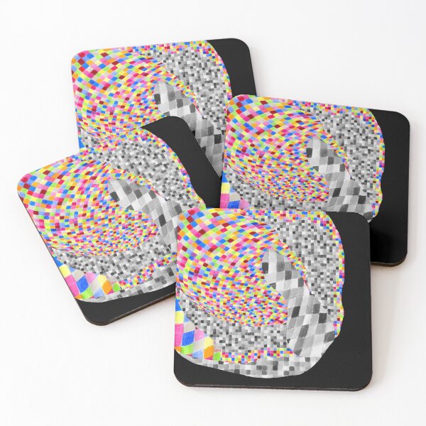 Item preview, Abstract grid pattern distorted colored pencils (black background) designed and sold by MentaLee.