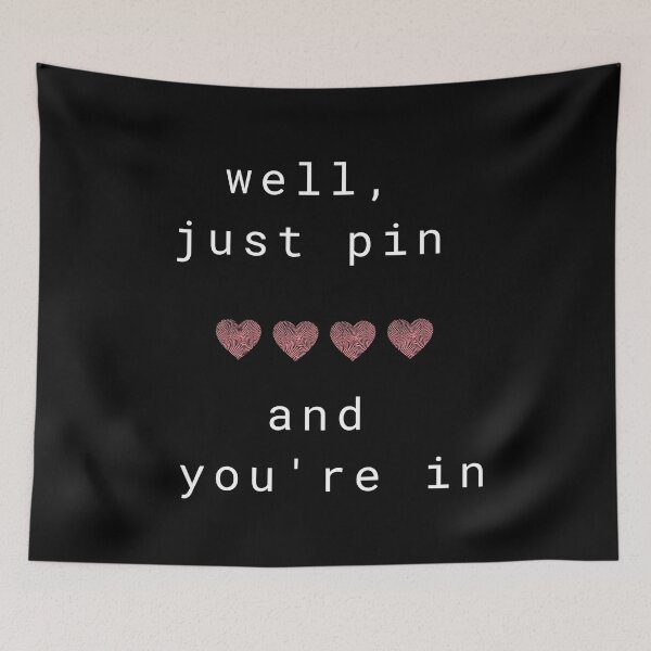 Item preview, Red hearts, pin code and white letters designed and sold by SplashTastic.
