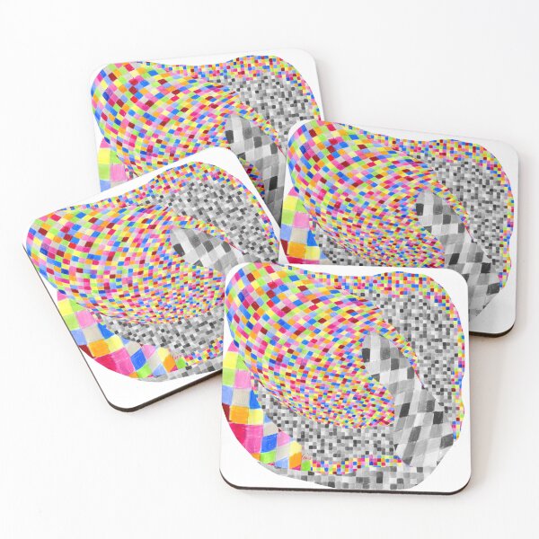 Item preview, Abstract grid distorted colored pencils (white background) designed and sold by MentaLee.