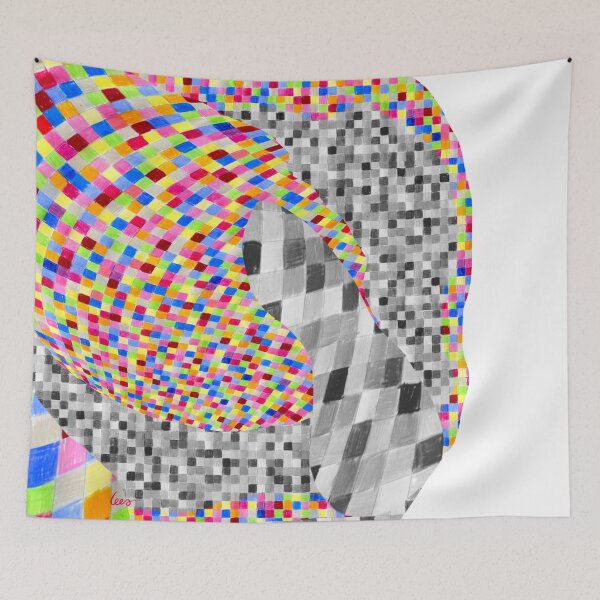 Item preview, Abstract grid distorted colored pencils (white background) designed and sold by MentaLee.