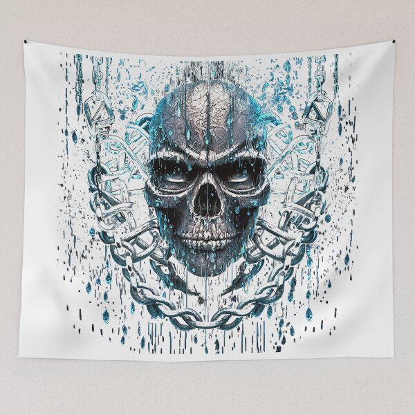 Item preview, Chained skull as the rain pours designed and sold by ArtPrintPal.