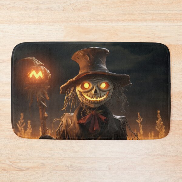 Item preview, Halloween with Pumpkin-Headed Scarecrow, Glowing Eyes, and Pitchfork designed and sold by Zoomie-s.