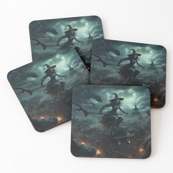 Item preview, Halloween with Zombie Witch, Flying Broomstick, and Haunted Cemetery designed and sold by Zoomie-s.