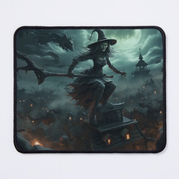 Item preview, Halloween with Zombie Witch, Flying Broomstick, and Haunted Cemetery designed and sold by Zoomie-s.