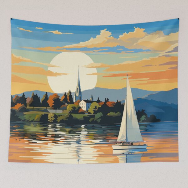 Item preview, A Pop Art Travel Print of Lake Champlain - Vermont - US  designed and sold by StudioRedKoala.