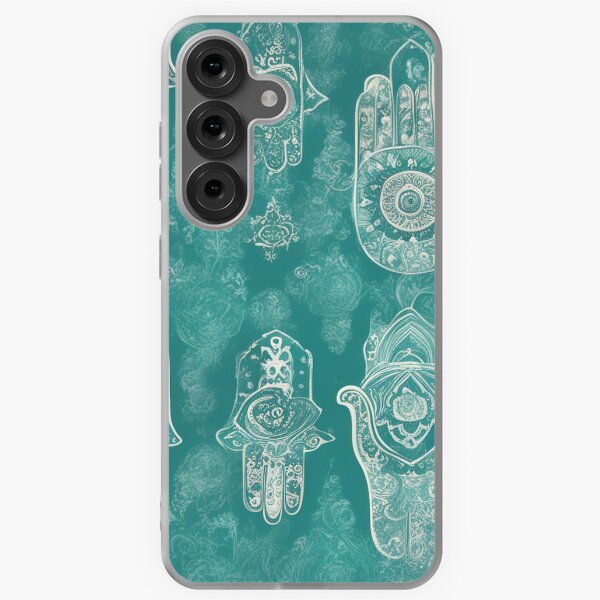 Item preview, Boho Hamsa Hand in Tranquil Teal Blue Watercolor designed and sold by madhatdesigns.