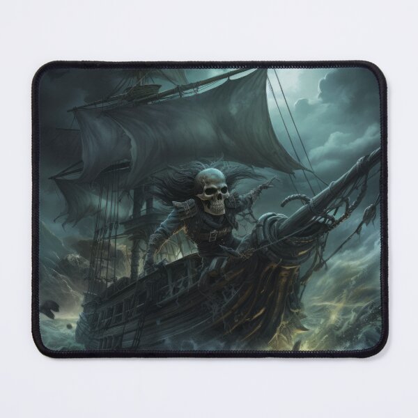 Item preview, Halloween with Skeleton Pirate, Ghost Ship, and Stormy Sea designed and sold by Zoomie-s.
