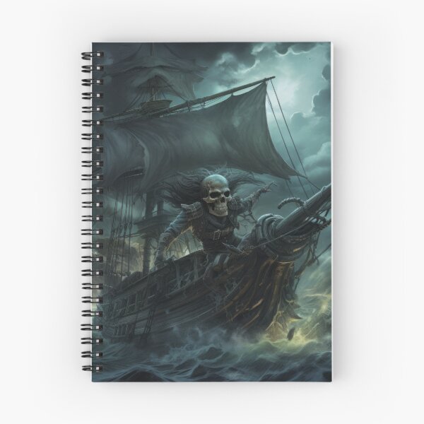 Item preview, Halloween with Skeleton Pirate, Ghost Ship, and Stormy Sea designed and sold by Zoomie-s.