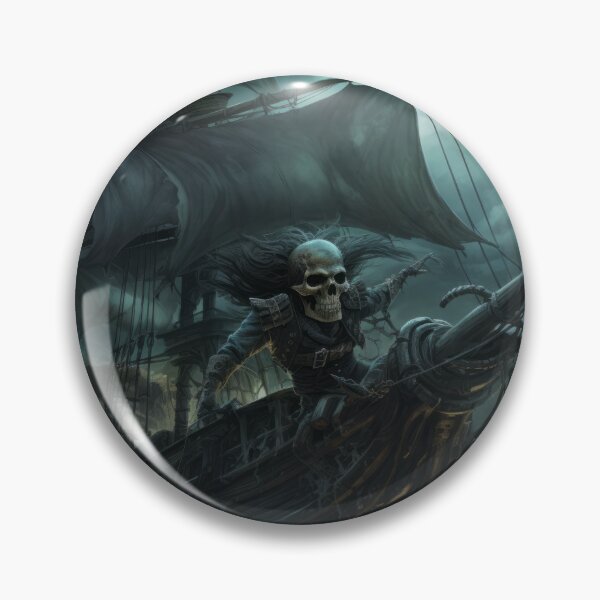 Item preview, Halloween with Skeleton Pirate, Ghost Ship, and Stormy Sea designed and sold by Zoomie-s.