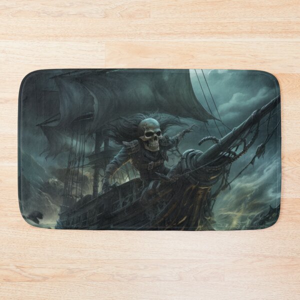 Item preview, Halloween with Skeleton Pirate, Ghost Ship, and Stormy Sea designed and sold by Zoomie-s.
