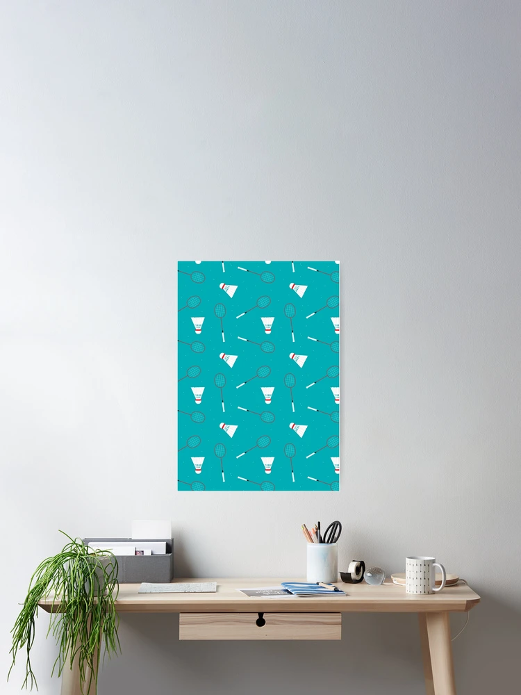 Thumbnail 2 of 3, Poster, Badminton Shuttlecocks and Rackets Pattern designed and sold by CreativeTwins.