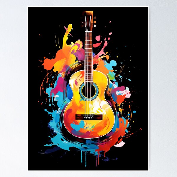 Item preview, Acoustic Guitar, modern paint strokes designed and sold by iclipart.