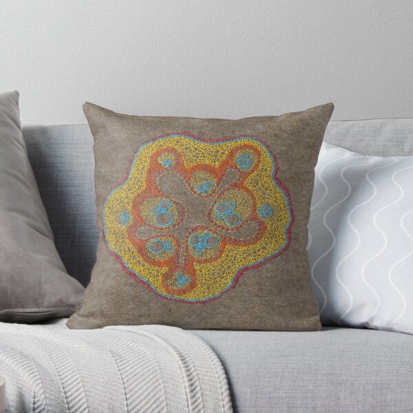 Growing - Cucumis - embroidery of plant cells Throw Pillow