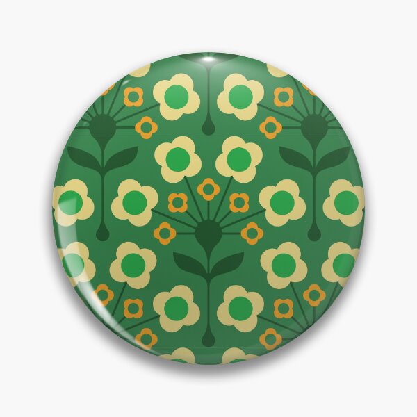 Item preview, KF 0153 F - Vintage Retro 70s Floral Pattern in Green and Yellow designed and sold by KhakiFinch.