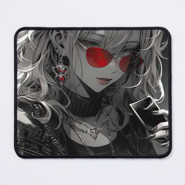 Item preview, Monochrome Muse: Anime Portrait with Red Sunglasses designed and sold by Martin-Designs.