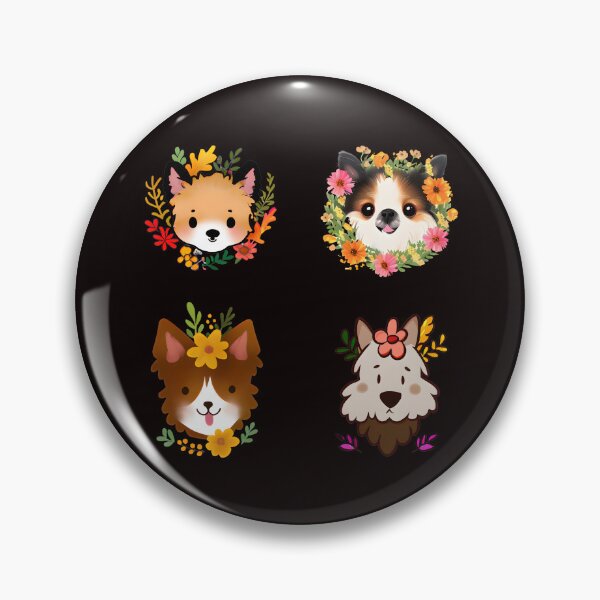 Item preview, Cute Floral Dog Head Sticker Pack designed and sold by Pattern-Way.