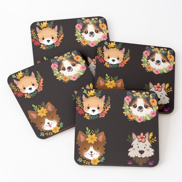 Item preview, Cute Floral Dog Head Sticker Pack designed and sold by Pattern-Way.