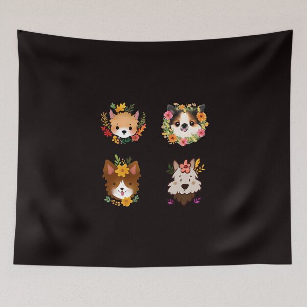 Item preview, Cute Floral Dog Head Sticker Pack designed and sold by Pattern-Way.