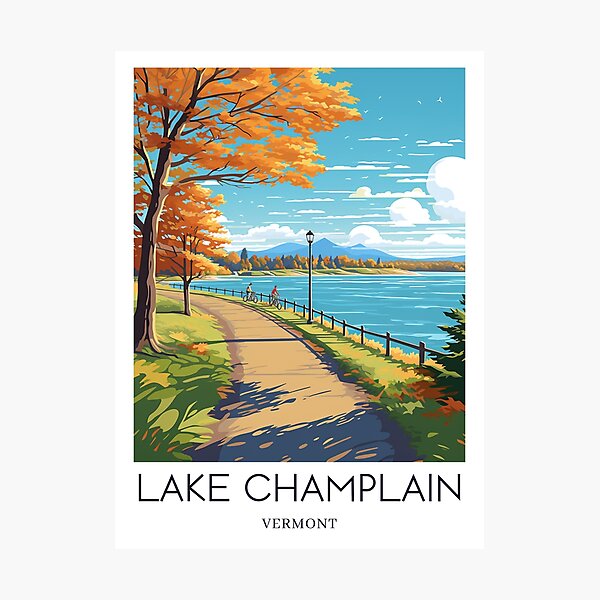 Item preview, A Pop Art Travel Print of Lake Champlain - Vermont - US  designed and sold by StudioRedKoala.