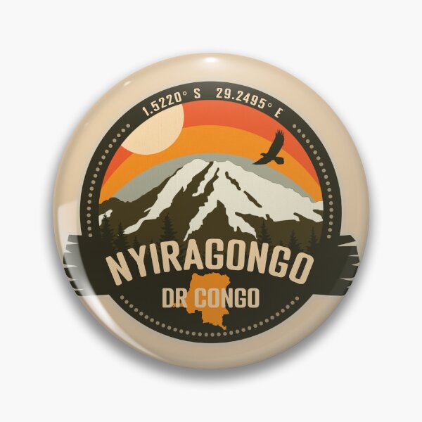 Item preview, Mount Nyiragongo Volcano DR Congo Volcanic Eruption Retro Vintage Badge designed and sold by mountainfad.