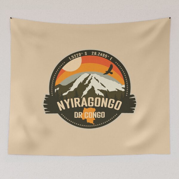 Item preview, Mount Nyiragongo Volcano DR Congo Volcanic Eruption Retro Vintage Badge designed and sold by mountainfad.