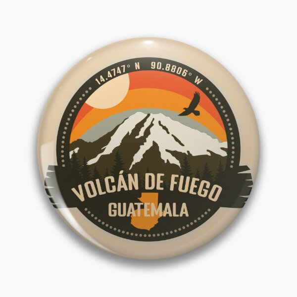 Item preview, Volcán de Fuego Volcano Guatemala Volcanic Eruption Retro Vintage Badge designed and sold by mountainfad.
