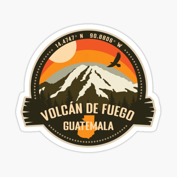 Item preview, Volcán de Fuego Volcano Guatemala Volcanic Eruption Retro Vintage Badge designed and sold by mountainfad.