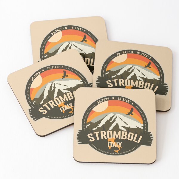 Item preview, Stromboli Volcano Italy Volcanic Eruption Retro Vintage Badge designed and sold by mountainfad.