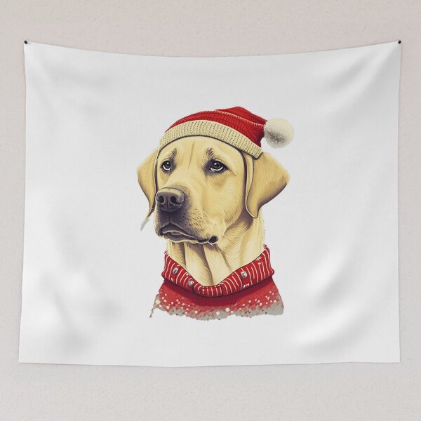 Item preview, Golden Labrador in a Christmas hat and sweater designed and sold by naturemenagerie.