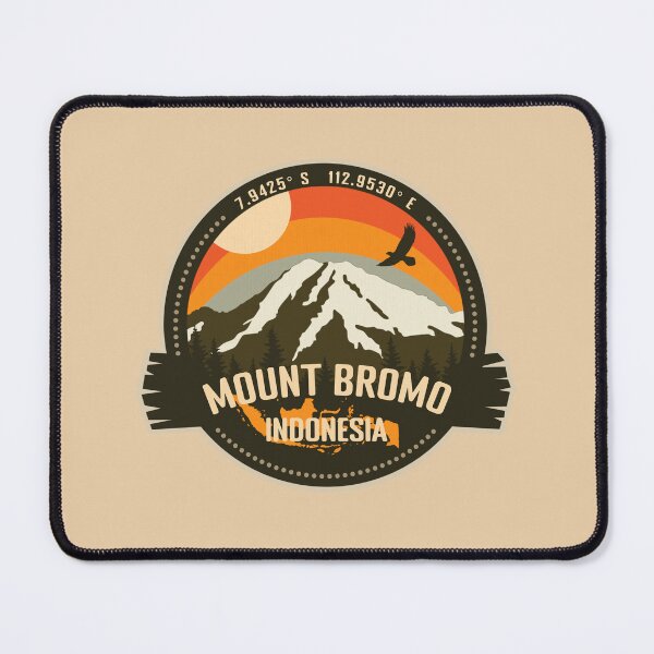 Item preview, Mount Bromo Volcano East Java, Indonesia Volcanic Eruption Retro Vintage Badge designed and sold by mountainfad.