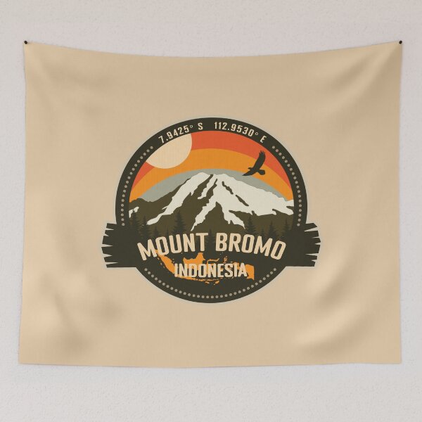 Item preview, Mount Bromo Volcano East Java, Indonesia Volcanic Eruption Retro Vintage Badge designed and sold by mountainfad.