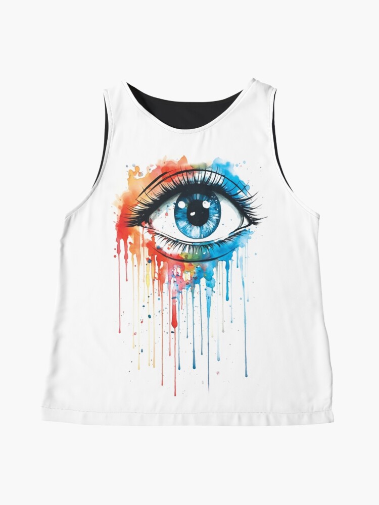 Thumbnail 4 of 6, Sleeveless Top, Expressive Eye Watercolor Painting designed and sold by ColorsByNatasha.