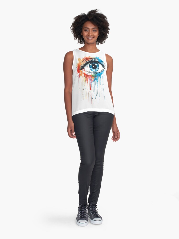 Sleeveless Top, Expressive Eye Watercolor Painting designed and sold by ColorsByNatasha
