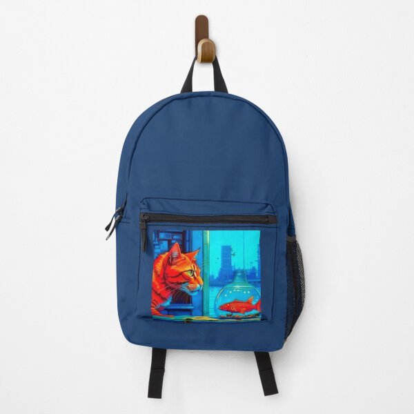 Item preview, A ginger cat looks at a goldfish. Oil painting. designed and sold by Natalia-Vlad.