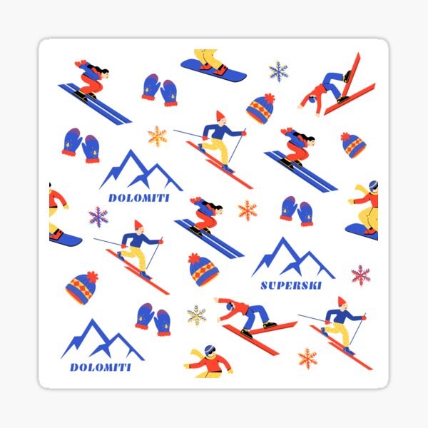 Item preview, Dolomiti Superski Italy Ski Snowboard seamless pattern designed and sold by Vintage-TM.
