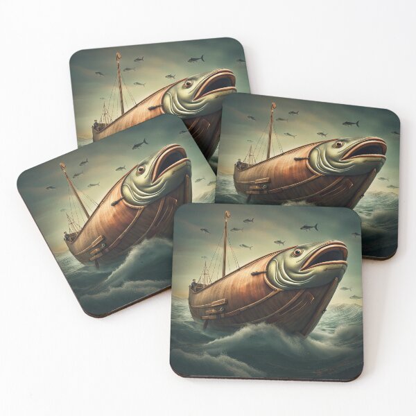Item preview, FISHing Boat on a rough sea with flying fish designed and sold by ckwags.